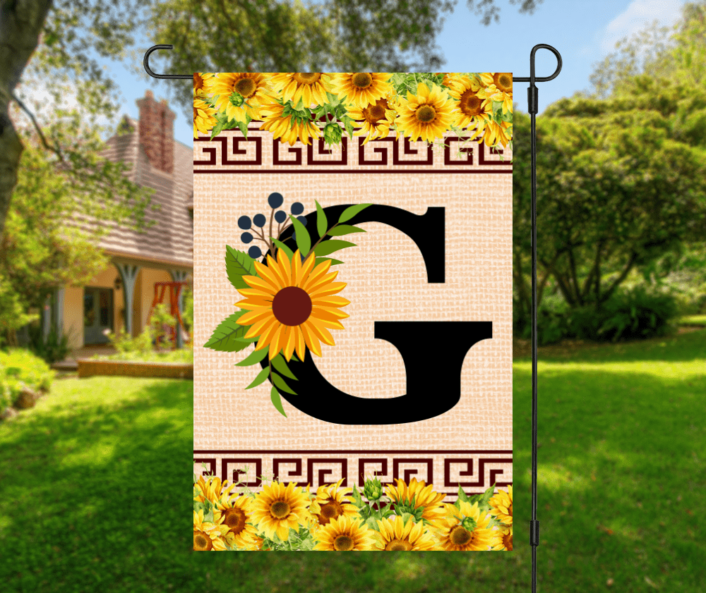 Elegant Sunflower Design Garden Flag with A-Z Letter Variations - Zealous Christian Gear - 11
