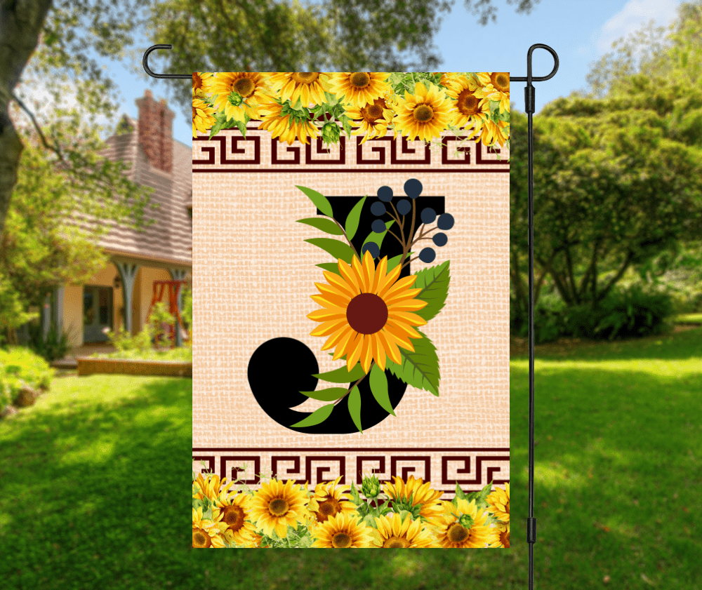 Elegant Sunflower Design Garden Flag with A-Z Letter Variations - Zealous Christian Gear - 14