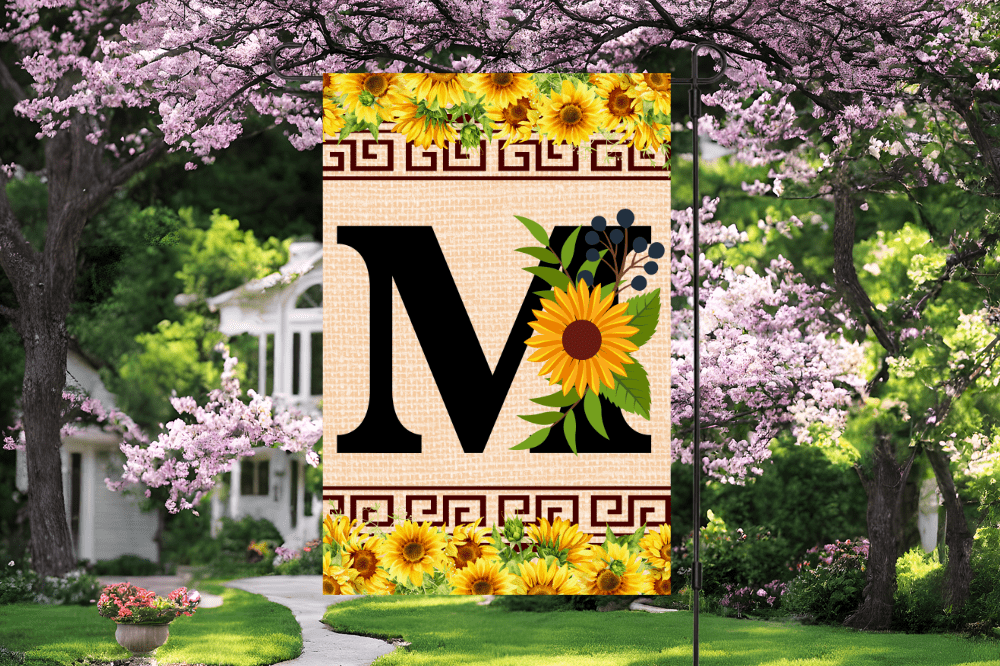 Elegant Sunflower Design Garden Flag with A-Z Letter Variations - Zealous Christian Gear - 17