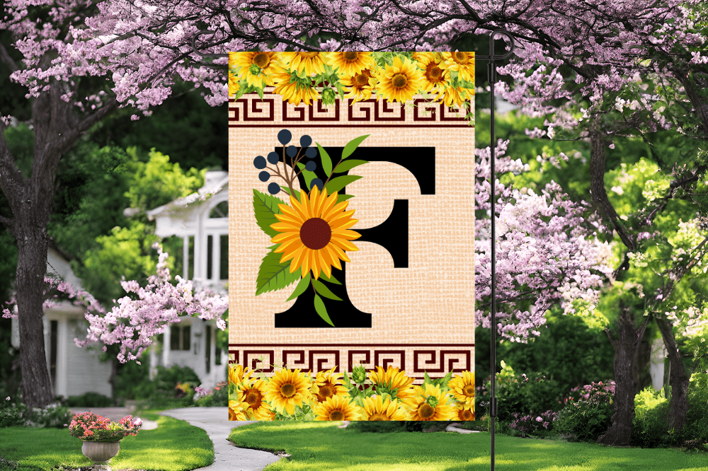 Elegant Sunflower Design Garden Flag with A-Z Letter Variations - Zealous Christian Gear - 10
