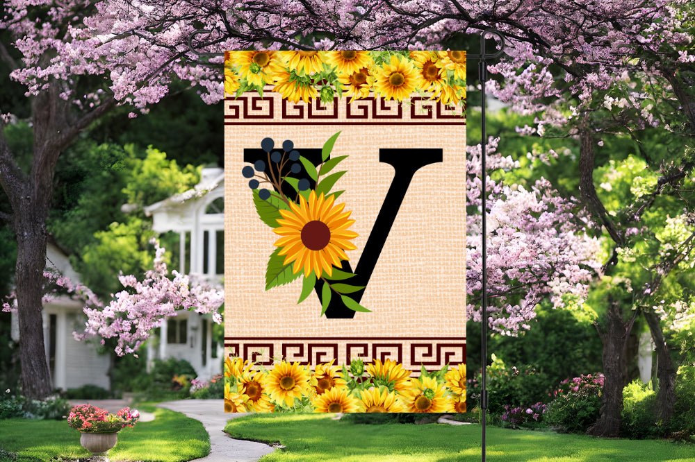 Elegant Sunflower Design Garden Flag with A-Z Letter Variations - Zealous Christian Gear - 26