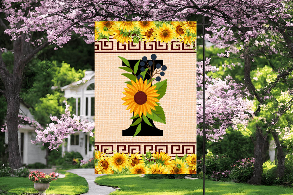 Elegant Sunflower Design Garden Flag with A-Z Letter Variations - Zealous Christian Gear - 13
