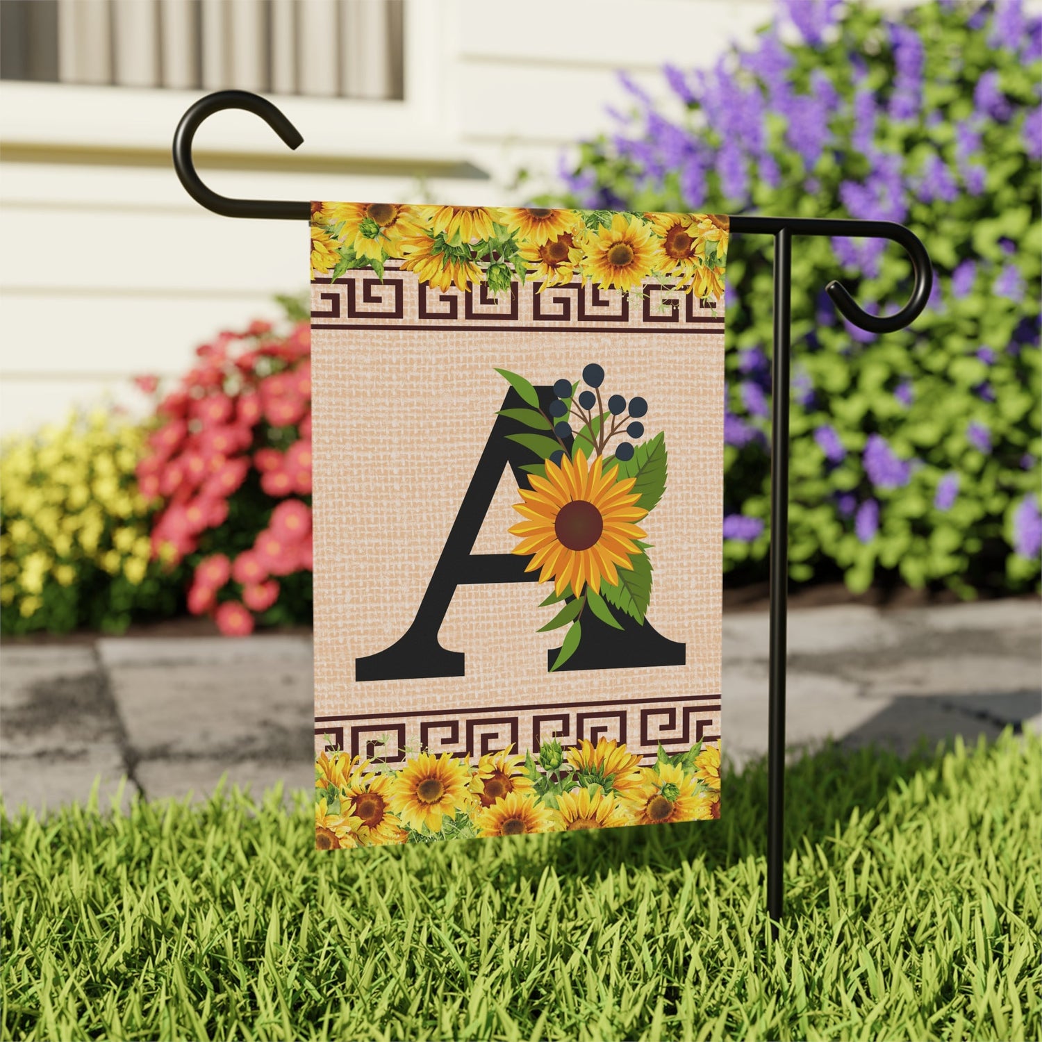 Elegant Sunflower Design Garden Flag with A-Z Letter Variations - Zealous Christian Gear - 1