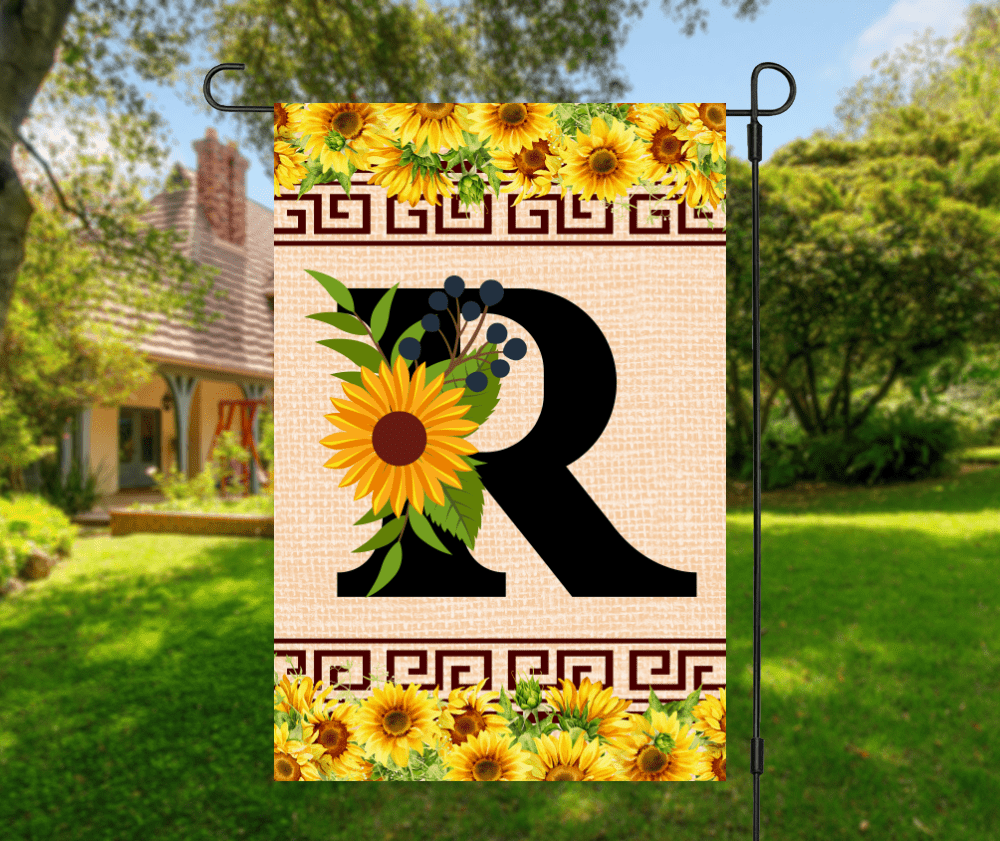 Elegant Sunflower Design Garden Flag with A-Z Letter Variations - Zealous Christian Gear - 22