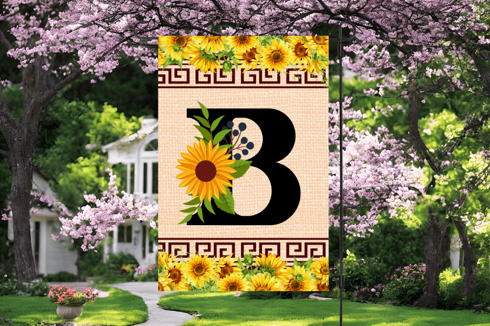 Elegant Sunflower Design Garden Flag with A-Z Letter Variations - Zealous Christian Gear - 6