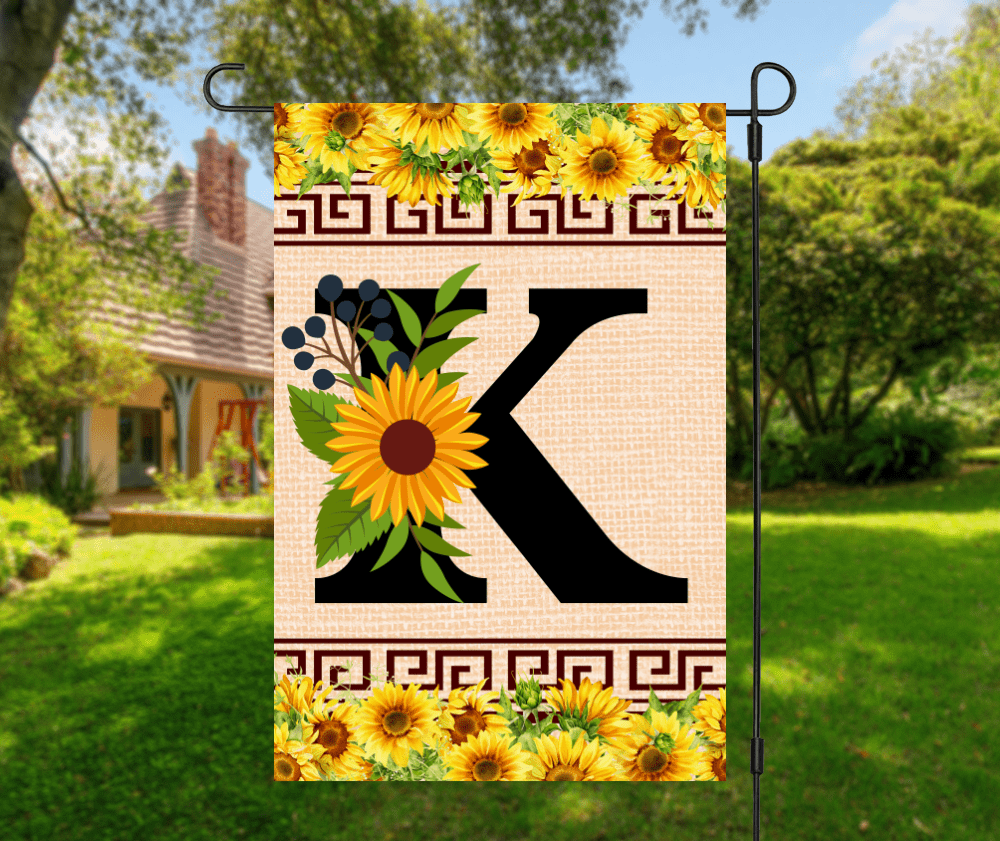Elegant Sunflower Design Garden Flag with A-Z Letter Variations - Zealous Christian Gear - 15