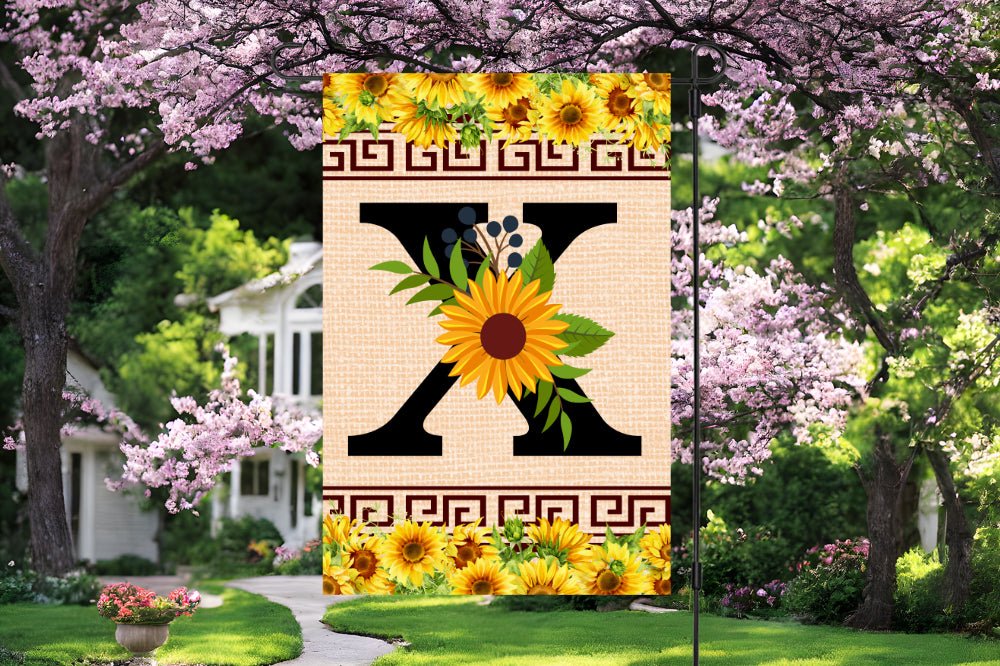 Elegant Sunflower Design Garden Flag with A-Z Letter Variations - Zealous Christian Gear - 28