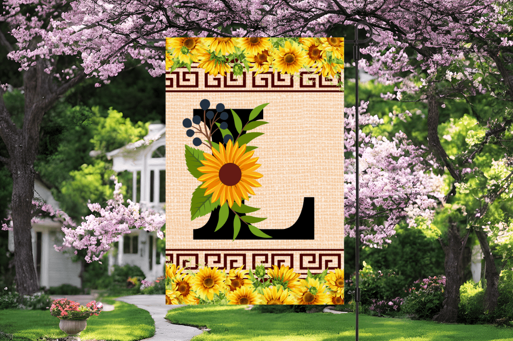 Elegant Sunflower Design Garden Flag with A-Z Letter Variations - Zealous Christian Gear - 16