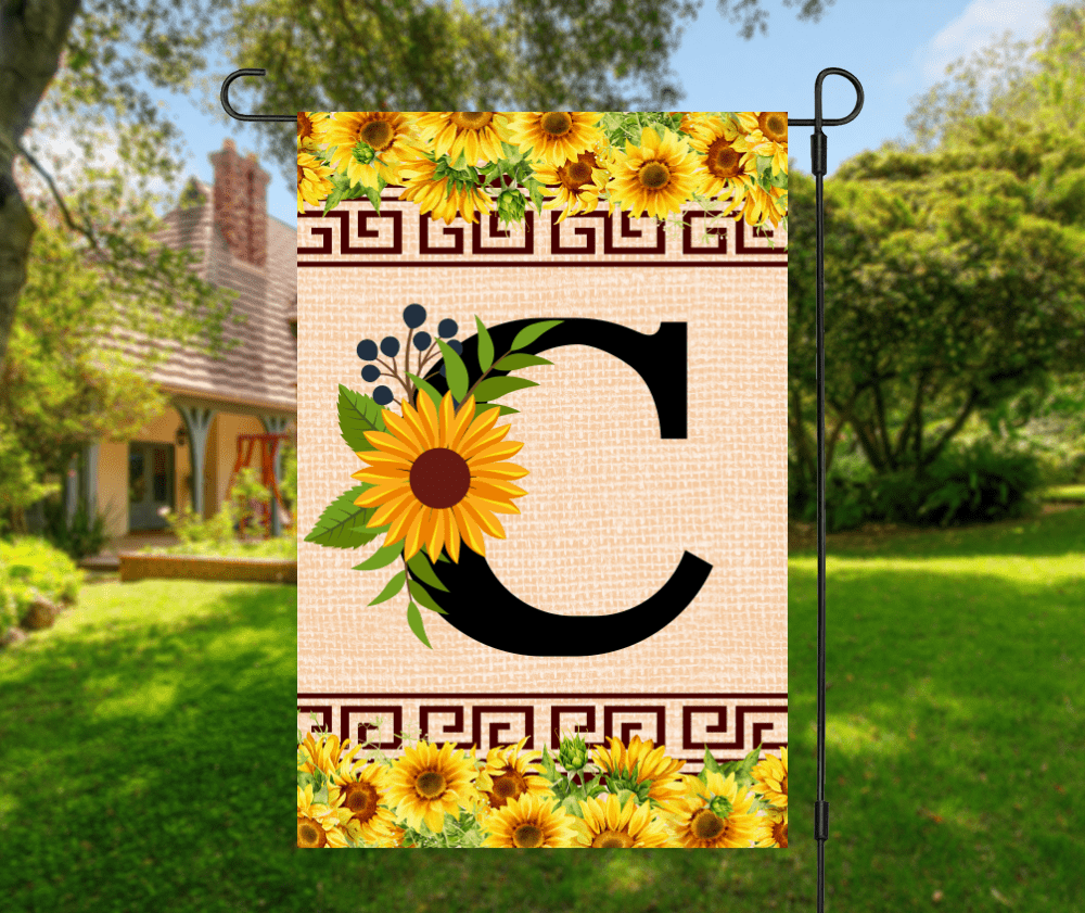Elegant Sunflower Design Garden Flag with A-Z Letter Variations - Zealous Christian Gear - 7