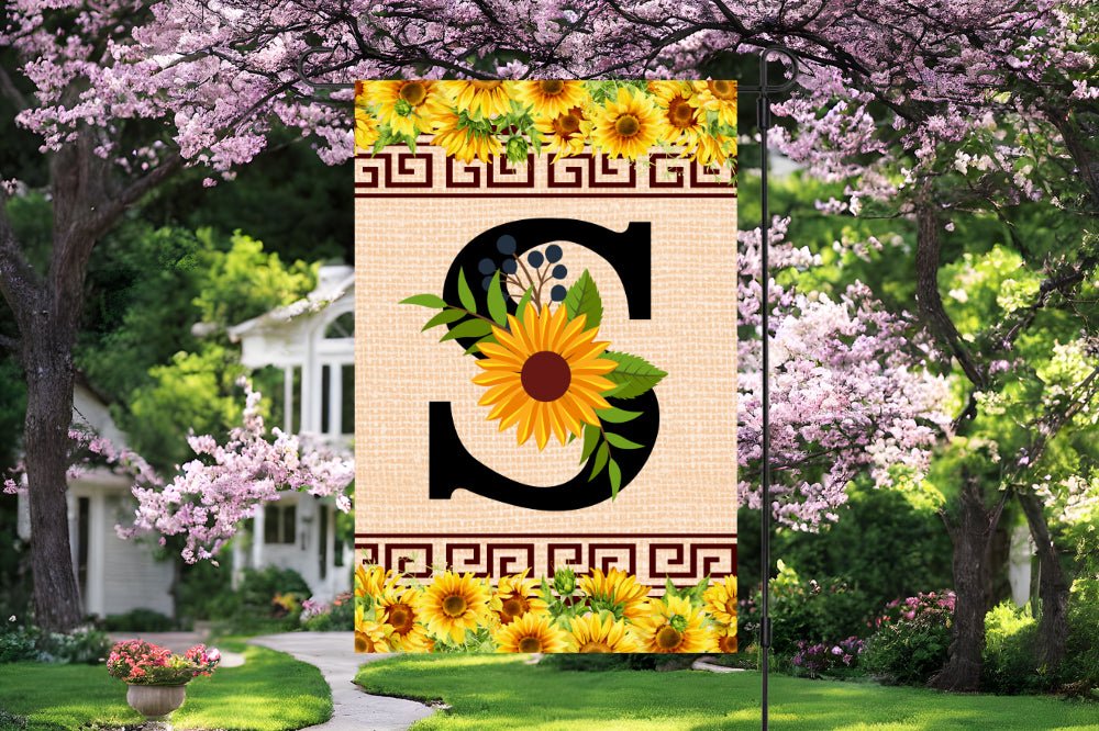 Elegant Sunflower Design Garden Flag with A-Z Letter Variations - Zealous Christian Gear - 23