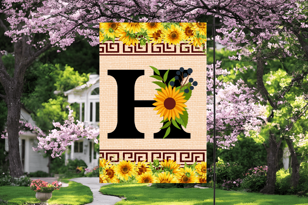 Elegant Sunflower Design Garden Flag with A-Z Letter Variations - Zealous Christian Gear - 12