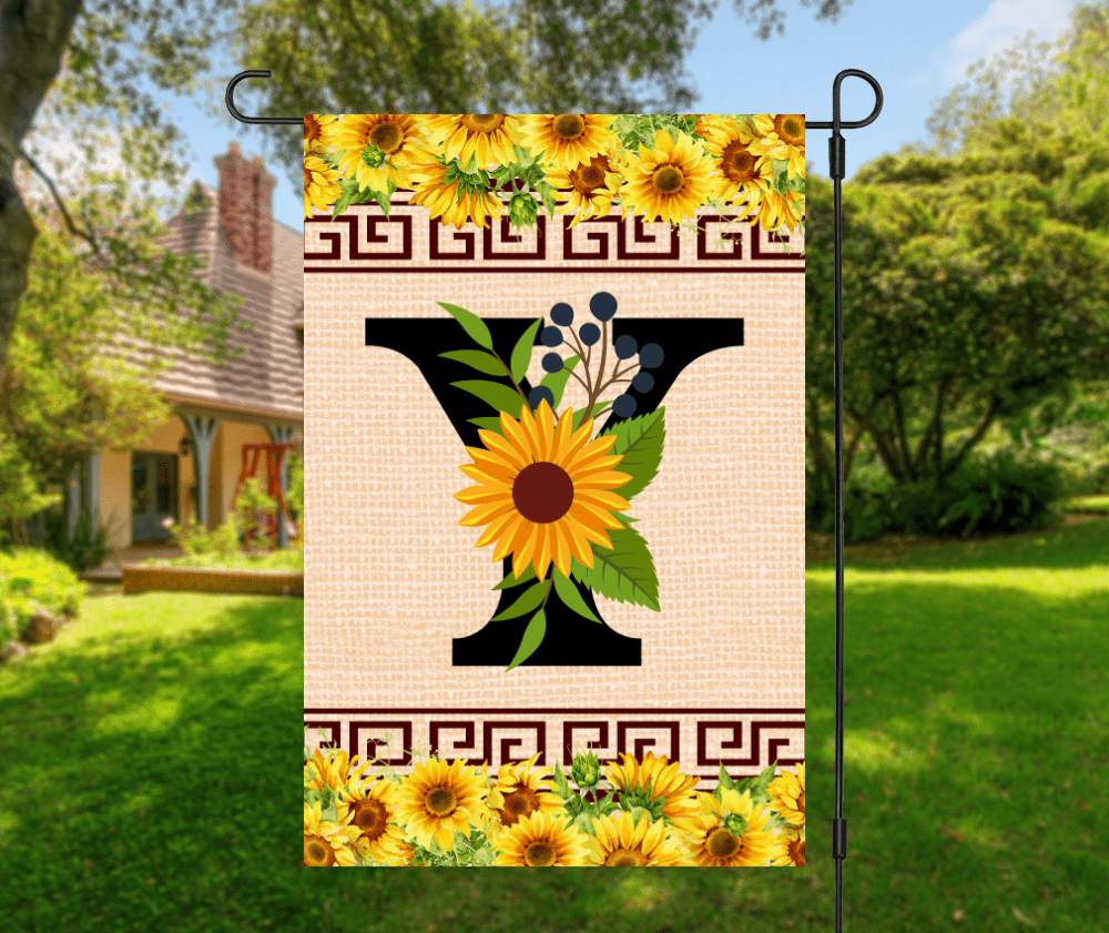 Elegant Sunflower Design Garden Flag with A-Z Letter Variations - Zealous Christian Gear - 29