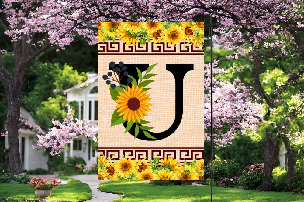 Elegant Sunflower Design Garden Flag with A-Z Letter Variations - Zealous Christian Gear - 25