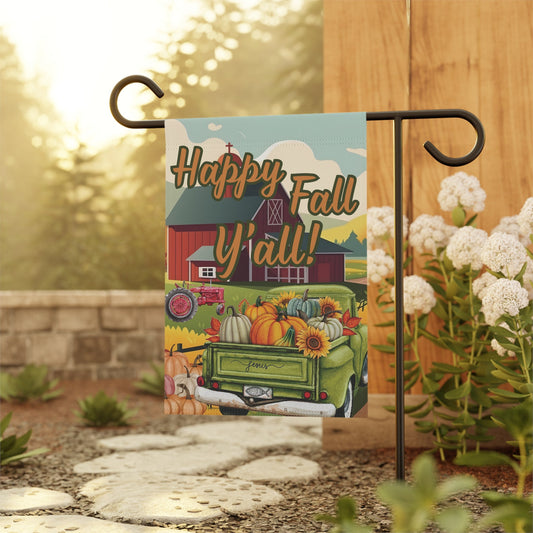 Fall Farm Pickup | "Happy Fall Y'all" Decorative Flag - Zealous Christian Gear - 1
