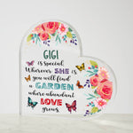 Gigi - Garden Where Abundant Love Grows | Heart-Shaped Acrylic Plaque | Gifts for Grandmother - Zealous Christian Gear - 4