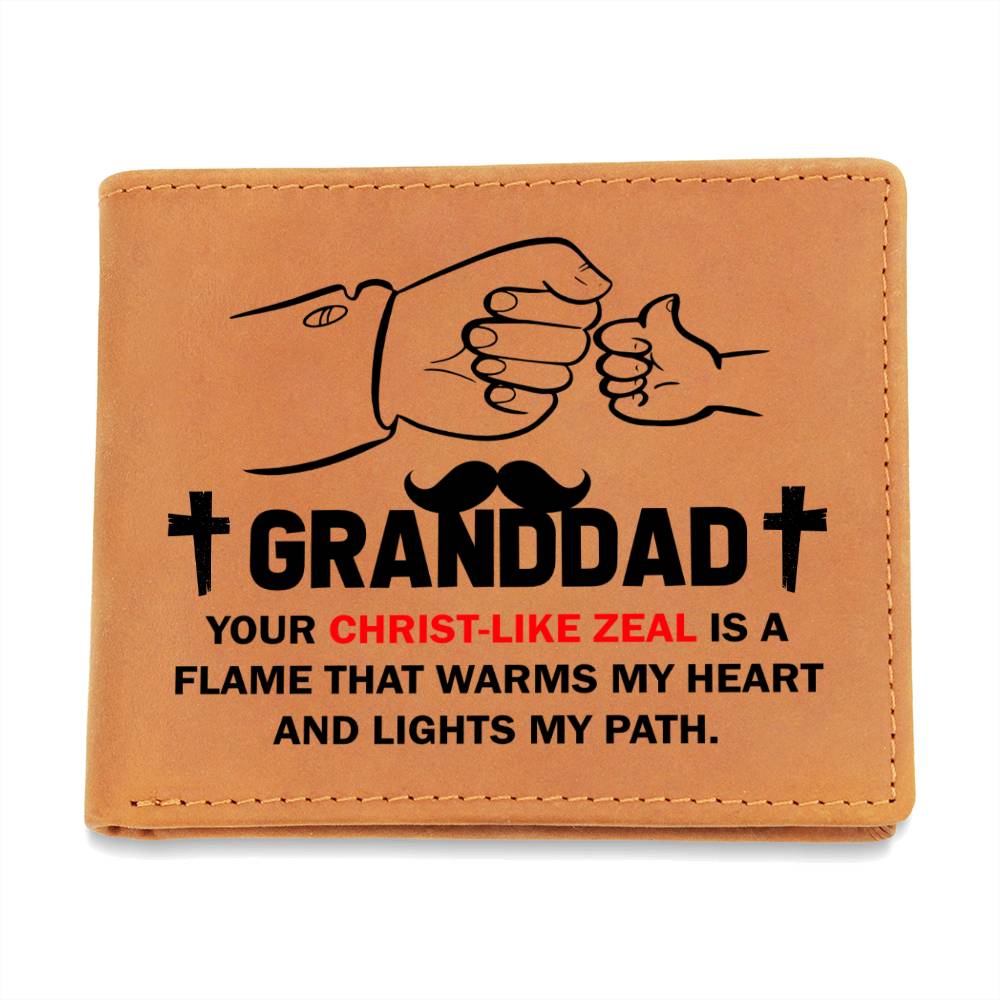 GRANDAD: Your Christ-Like Zeal Is A Flame | Graphic Leather Wallet - Zealous Christian Gear - 1