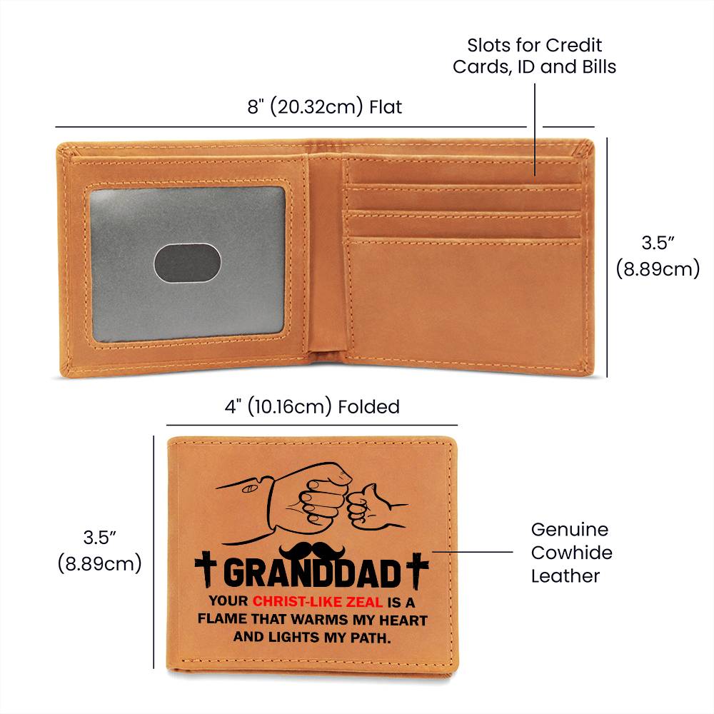 GRANDAD: Your Christ-Like Zeal Is A Flame | Graphic Leather Wallet - Zealous Christian Gear - 2