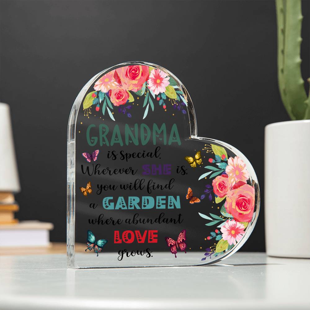 Grandma - Garden Where Abundant Love Grows | Heart-Shaped Acrylic Plaque | Gifts for Grandmother - Zealous Christian Gear - 7