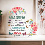 Grandma - Garden Where Abundant Love Grows | Heart-Shaped Acrylic Plaque | Gifts for Grandmother - Zealous Christian Gear - 1