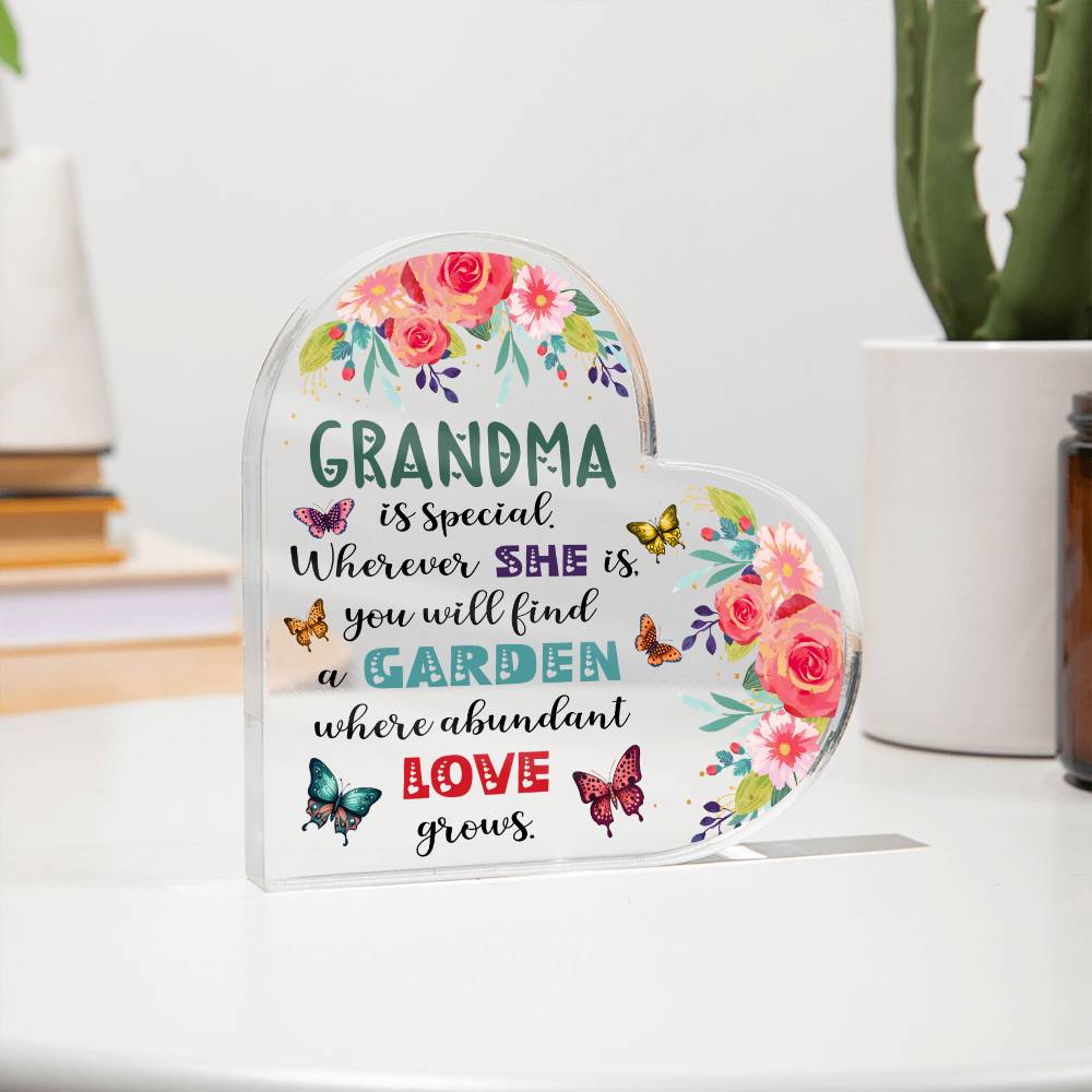 Grandma - Garden Where Abundant Love Grows | Heart-Shaped Acrylic Plaque | Gifts for Grandmother - Zealous Christian Gear - 6