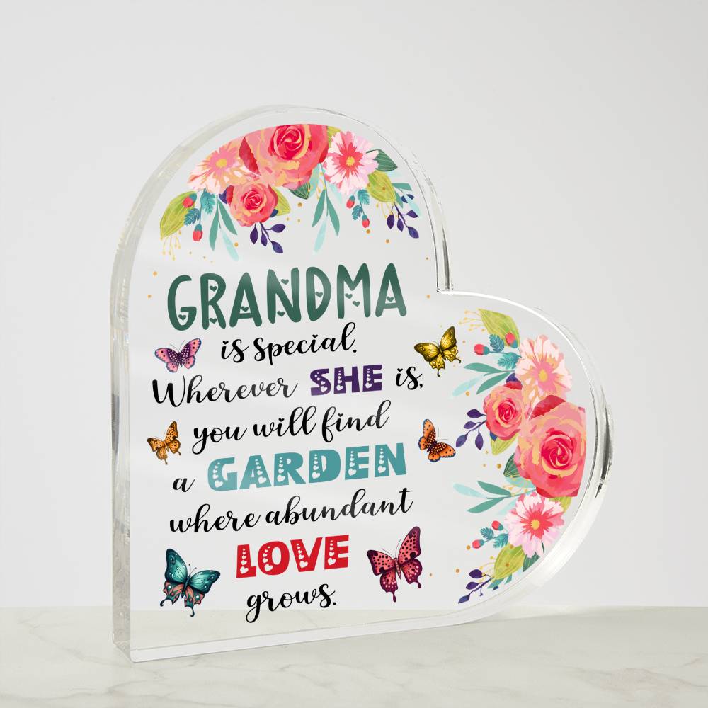 Grandma - Garden Where Abundant Love Grows | Heart-Shaped Acrylic Plaque | Gifts for Grandmother - Zealous Christian Gear - 5