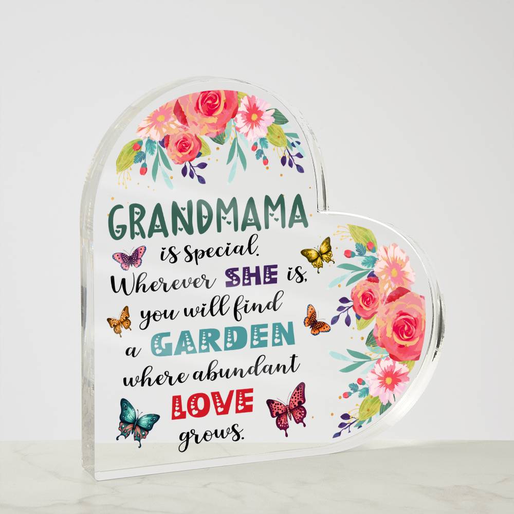 Grandmama - Garden Where Abundant Love Grows | Heart-Shaped Acrylic Plaque | Gifts for Grandmother - Zealous Christian Gear - 5