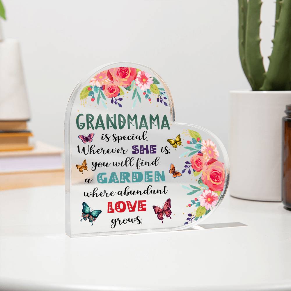 Grandmama - Garden Where Abundant Love Grows | Heart-Shaped Acrylic Plaque | Gifts for Grandmother - Zealous Christian Gear - 8