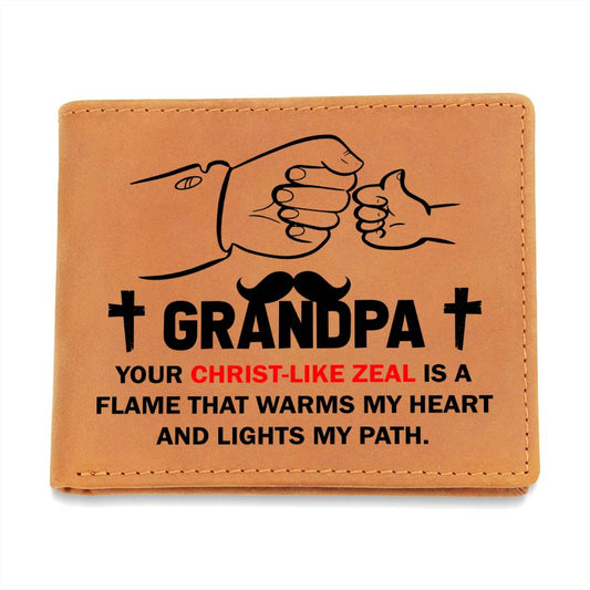 GRANDPA: Your Christ-Like Zeal Is A Flame | Graphic Leather Wallet - Zealous Christian Gear