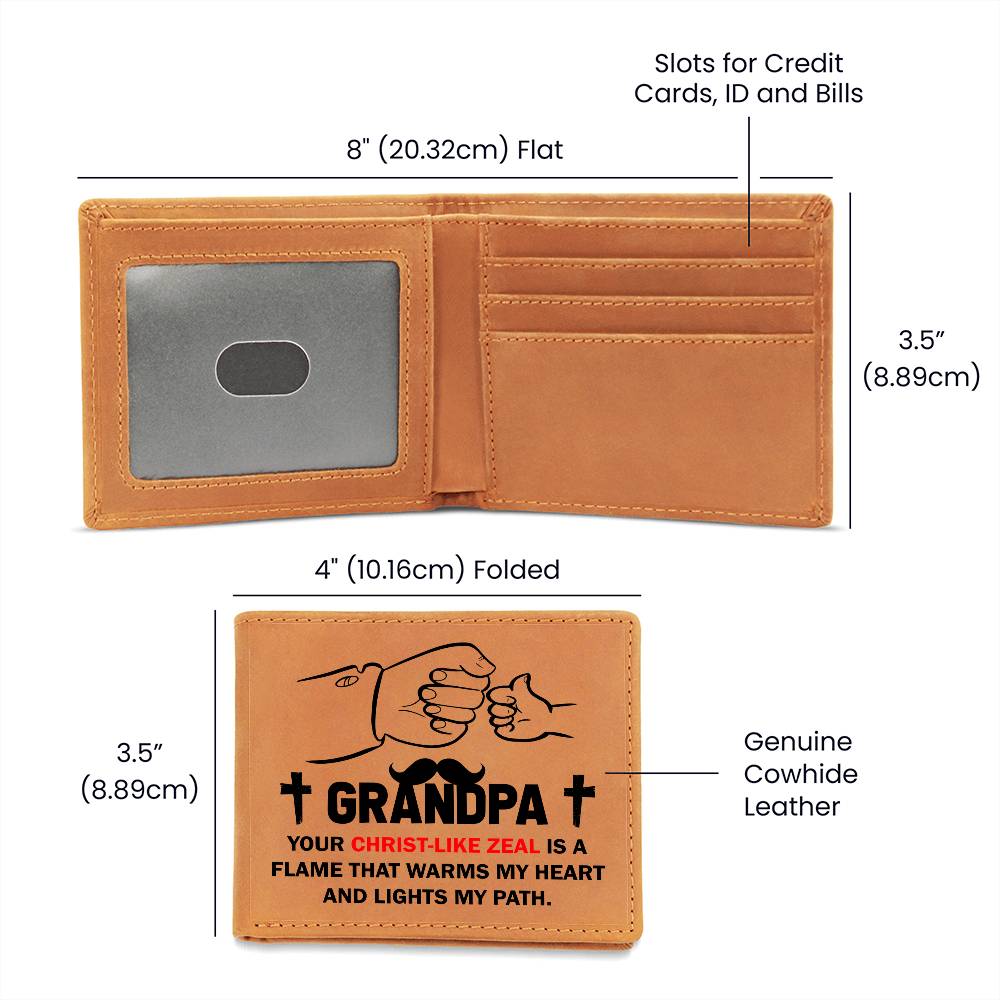 GRANDPA: Your Christ-Like Zeal Is A Flame | Graphic Leather Wallet - Zealous Christian Gear - 2