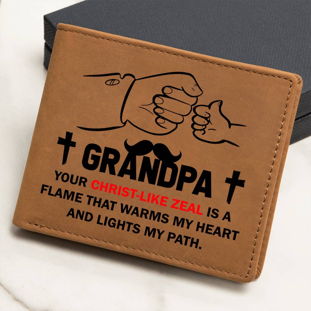 GRANDPA: Your Christ-Like Zeal Is A Flame | Graphic Leather Wallet - Zealous Christian Gear - 6