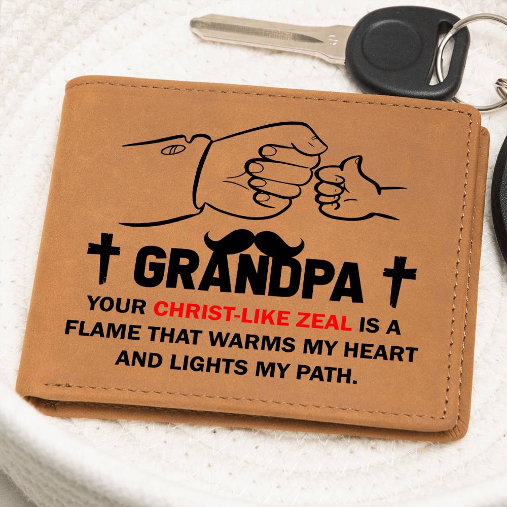 GRANDPA: Your Christ-Like Zeal Is A Flame | Graphic Leather Wallet - Zealous Christian Gear - 5