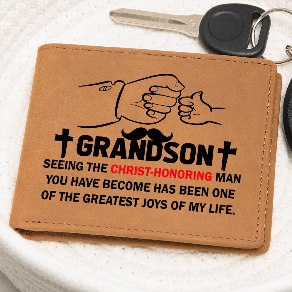 GRANDSON: THE CHRIST-HONORING MAN | Graphic Leather Wallet - Zealous Christian Gear - 1