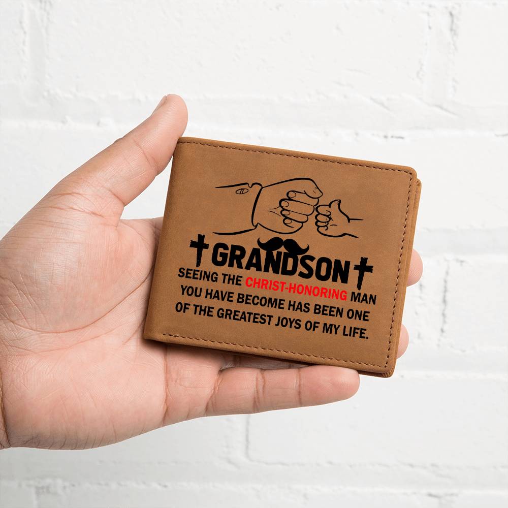 GRANDSON: THE CHRIST-HONORING MAN | Graphic Leather Wallet - Zealous Christian Gear - 8