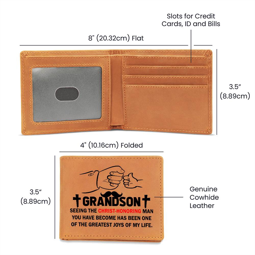 GRANDSON: THE CHRIST-HONORING MAN | Graphic Leather Wallet - Zealous Christian Gear - 2