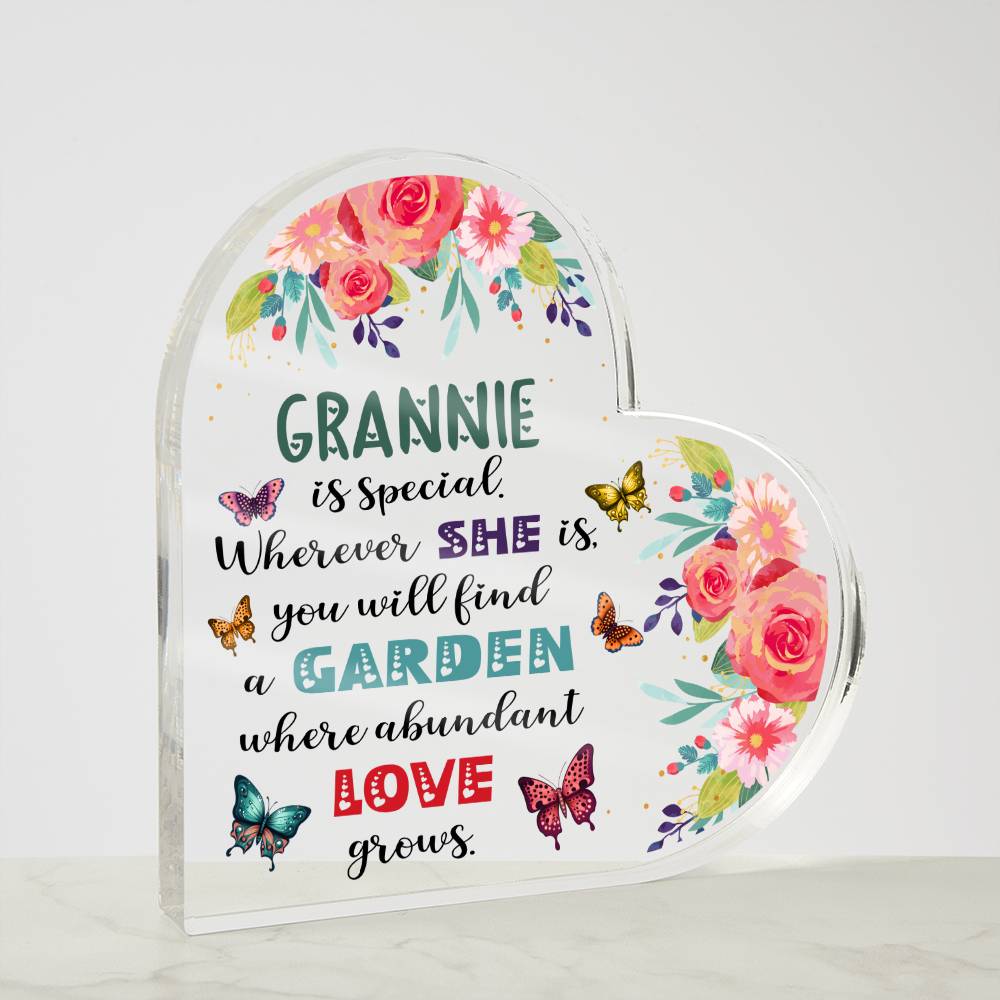 Grannie - Garden Where Abundant Love Grows | Heart-Shaped Acrylic Plaque | Gifts for Grandmother - Zealous Christian Gear - 5