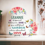 Grannie - Garden Where Abundant Love Grows | Heart-Shaped Acrylic Plaque | Gifts for Grandmother - Zealous Christian Gear - 2