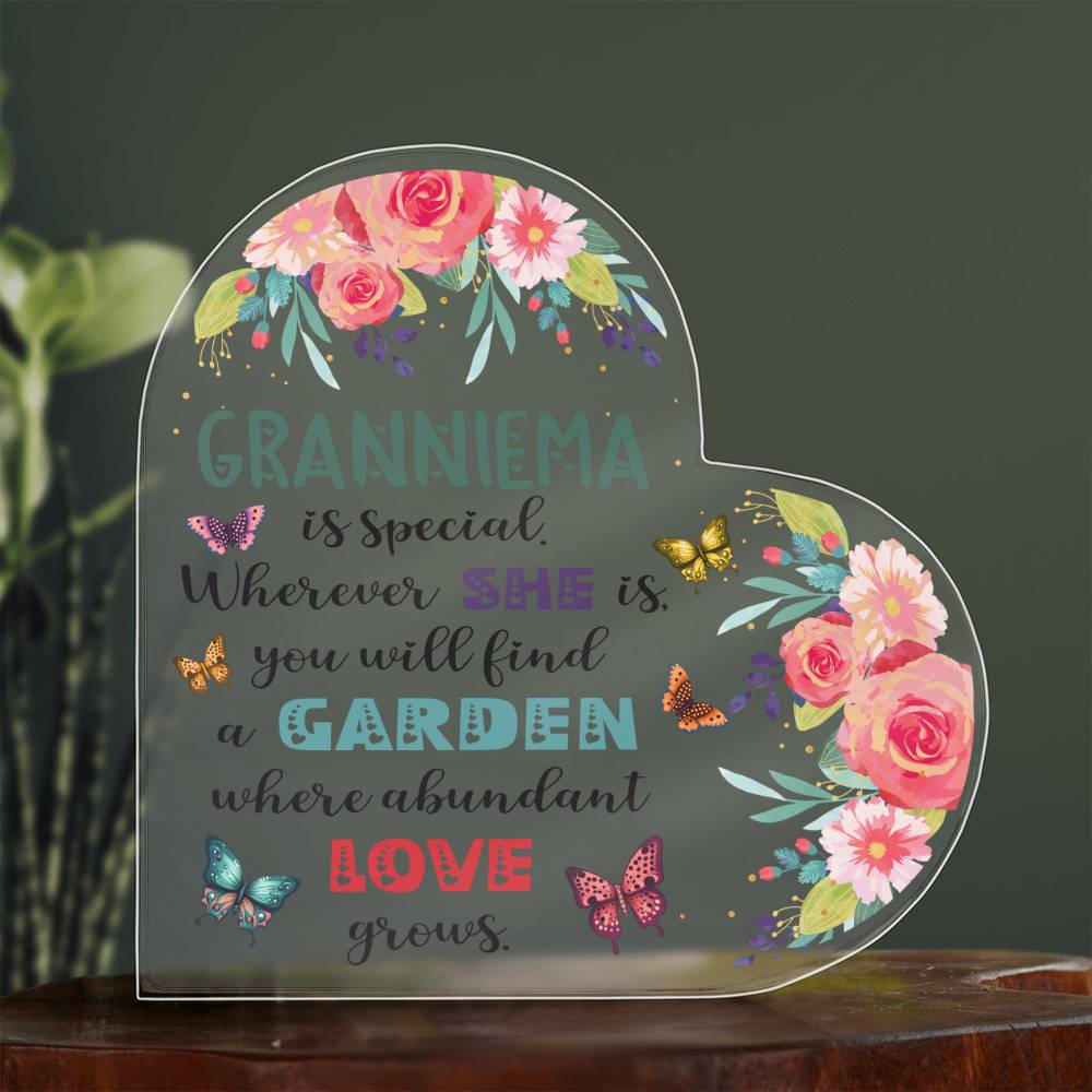 GrannieMa - Garden Where Abundant Love Grows | Heart-Shaped Acrylic Plaque | Gifts for Grandmother - Zealous Christian Gear - 7