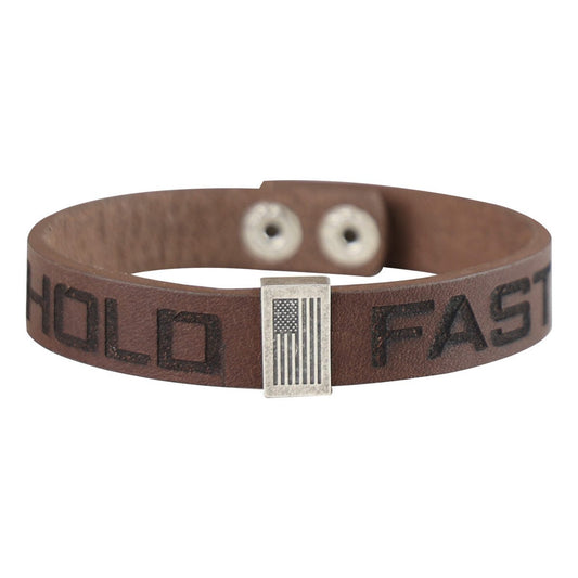 HOLD FAST® Men's Bracelet | Flag Snap Brown - Zealous Christian Gear
