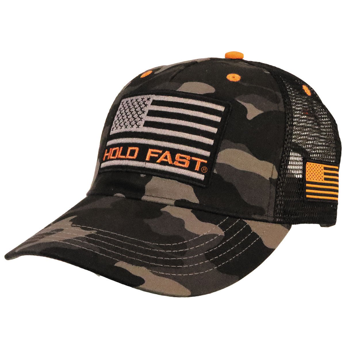 HOLD FAST™ Mens Cap | Black & Grey Camo Flag™ - Zealous Christian Gear - 1