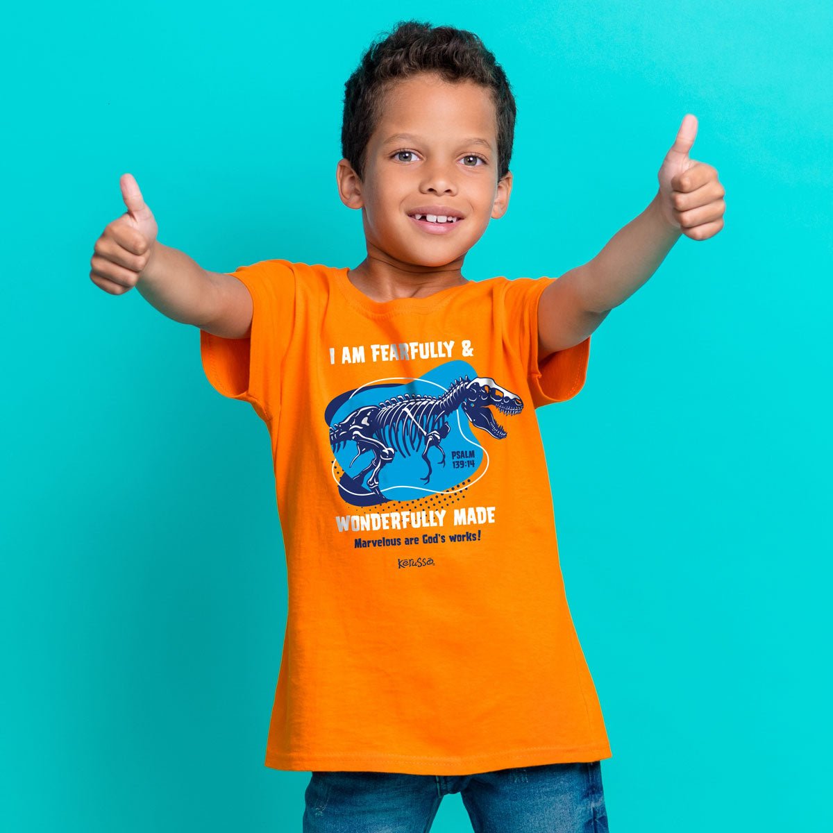 Kerusso® Kids T-Shirt | Wonderfully Made Dinosaur™ - Zealous Christian Gear - 2