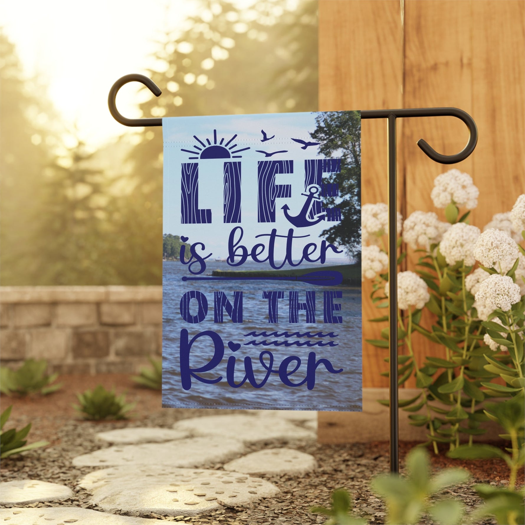 Life Is Better On the River | Navy Blue | 12" x 18" Garden Flag - Zealous Christian Gear - 5