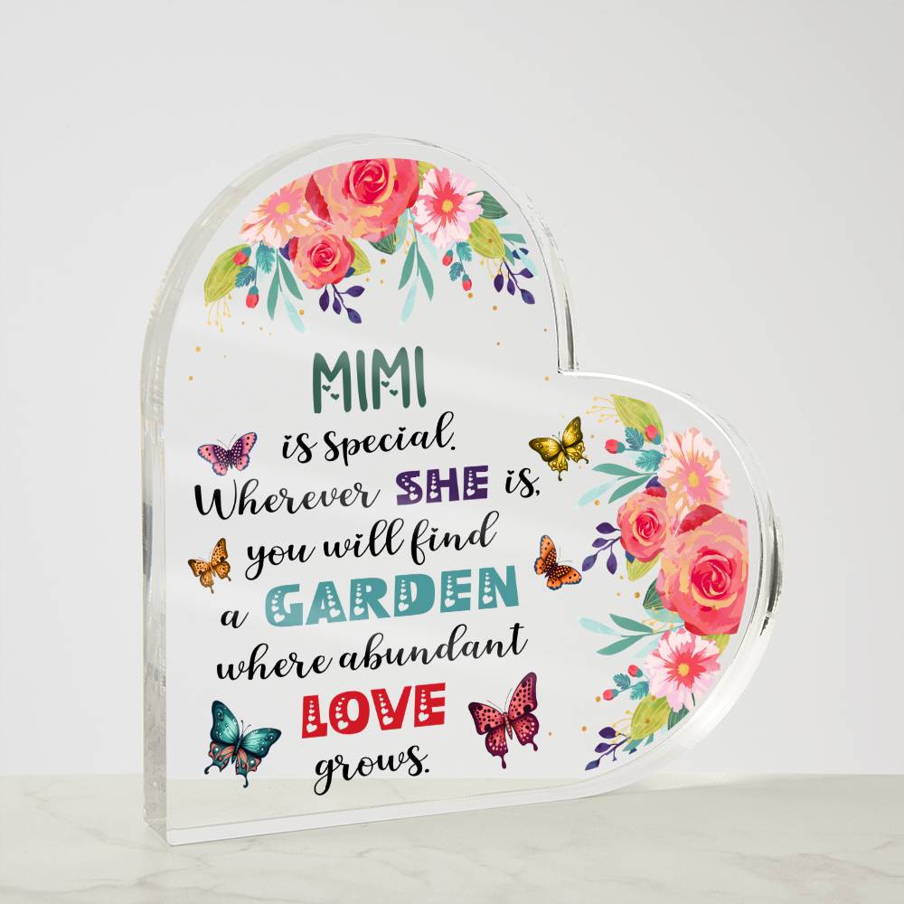 Love Grows in Mimi's Garden | Heart-Shaped Acrylic Plaque - Zealous Christian Gear - 5