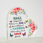 Nana - Garden Where Abundant Love Grows | Heart-Shaped Acrylic Plaque | Gifts for Grandmother - Zealous Christian Gear - 6