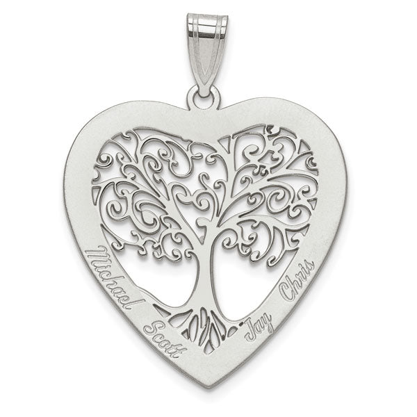 Personalized Sterling Silver Heart-Shaped Necklace | Family Tree Heart - Zealous Christian Gear - 2